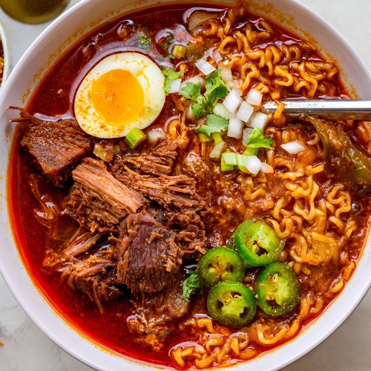Homemade Birria Ramen recipe: a flavorful fusion of Mexican stew and Japanese noodles.