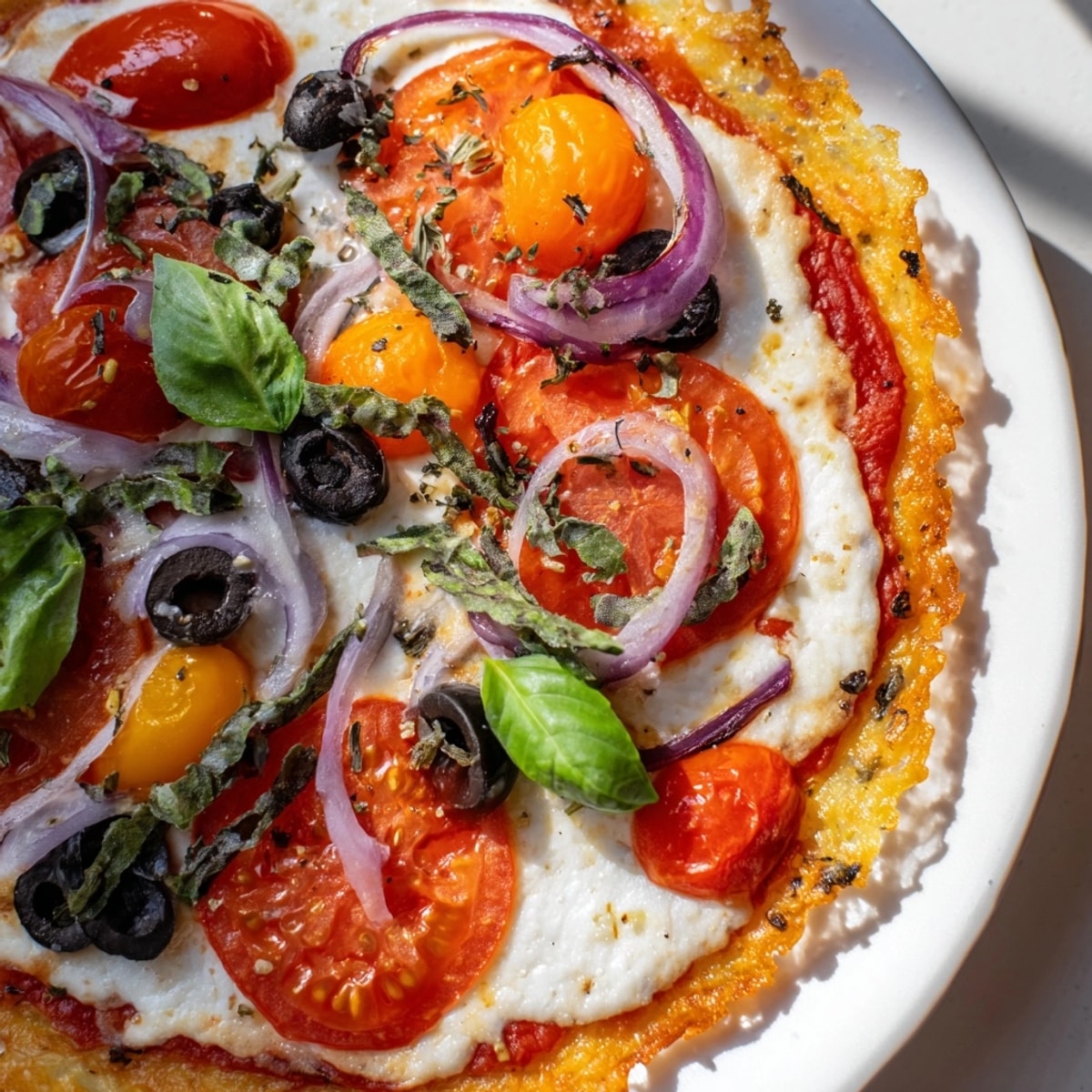 Homemade Rice Paper Pizza: A quick and easy weeknight dinner with melted mozzarella.