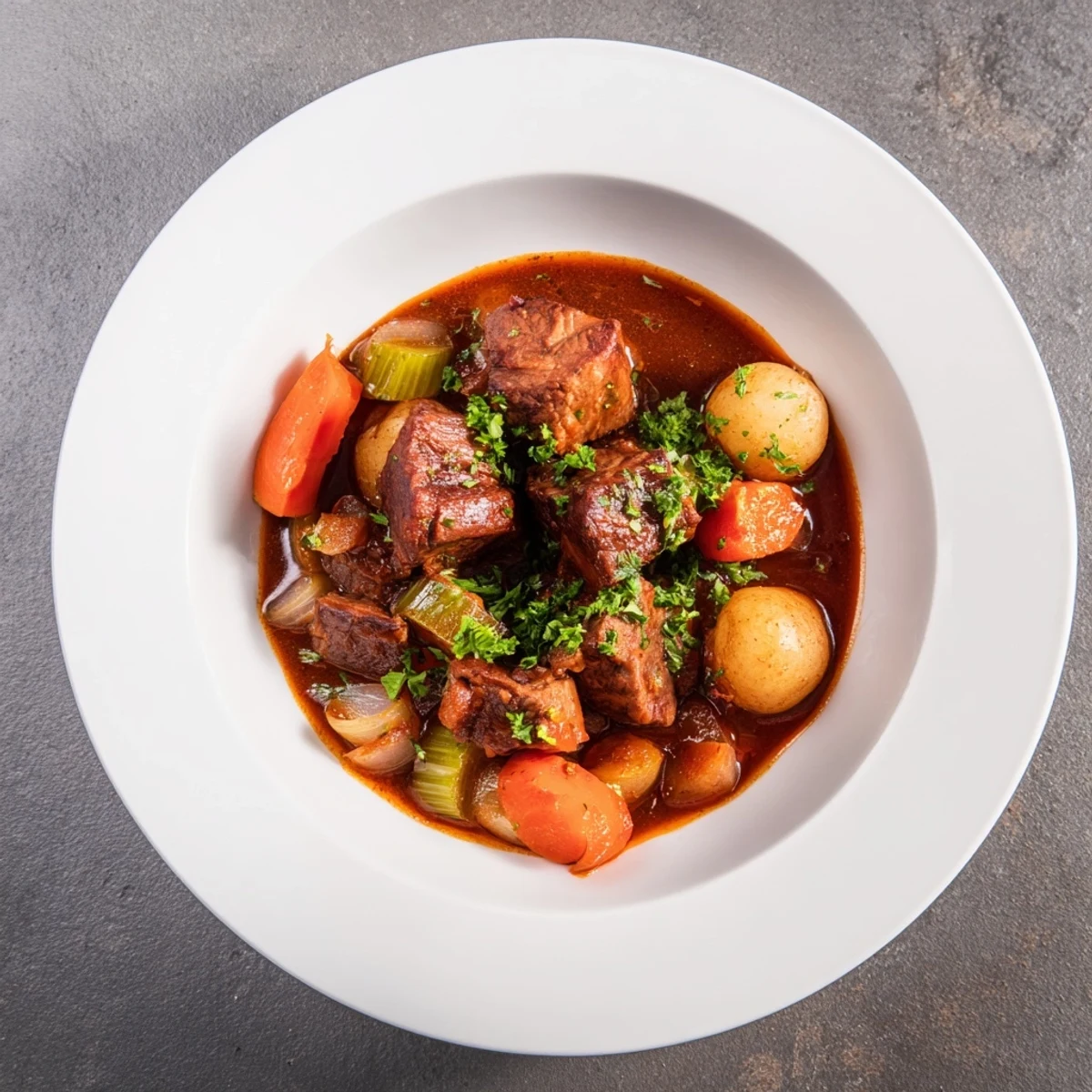 Tender, slow-cooked savory lamb stew, a rich and flavorful meal perfect for cold nights.