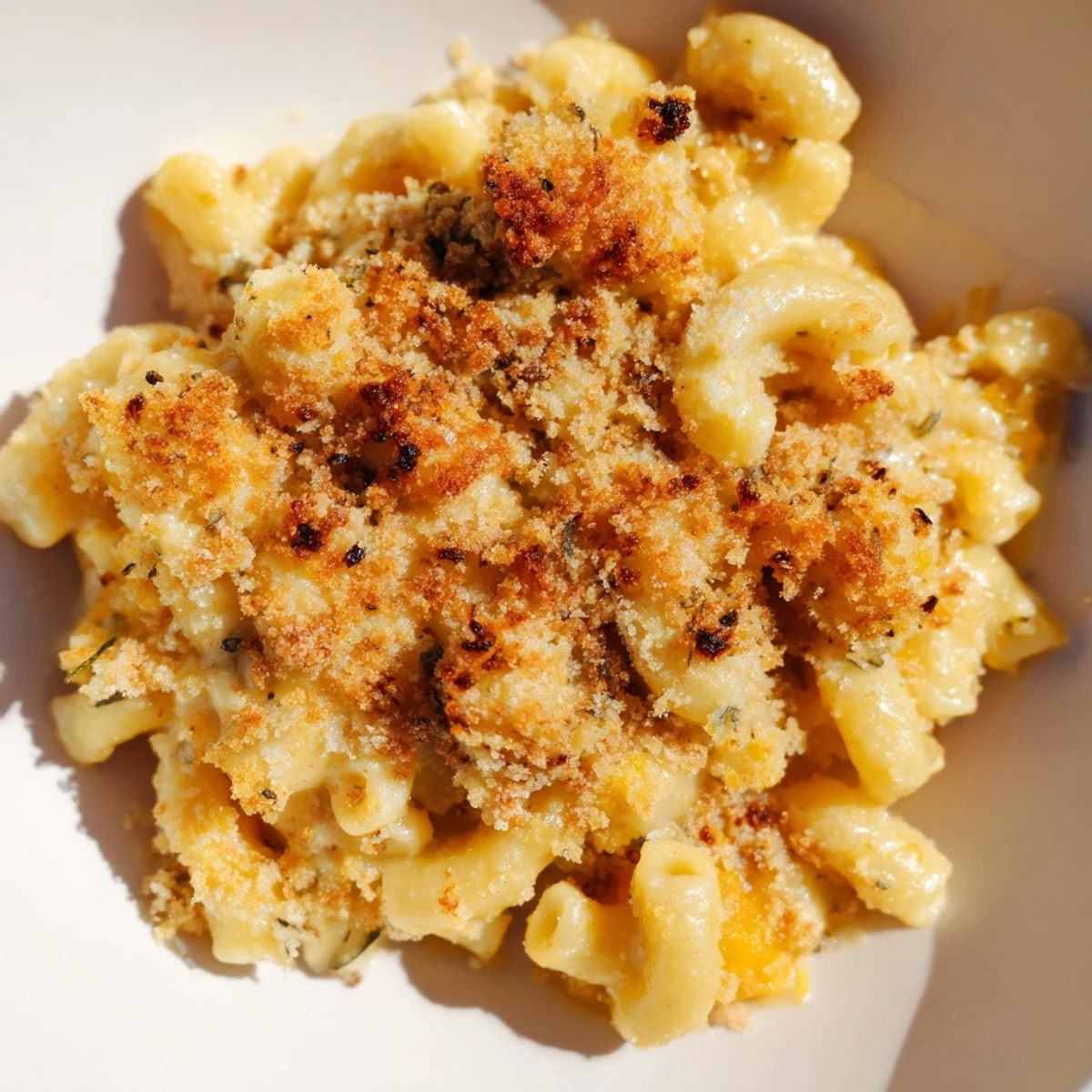 A close-up of a flavorful butternut squash mac and cheese, ready to be served hot.