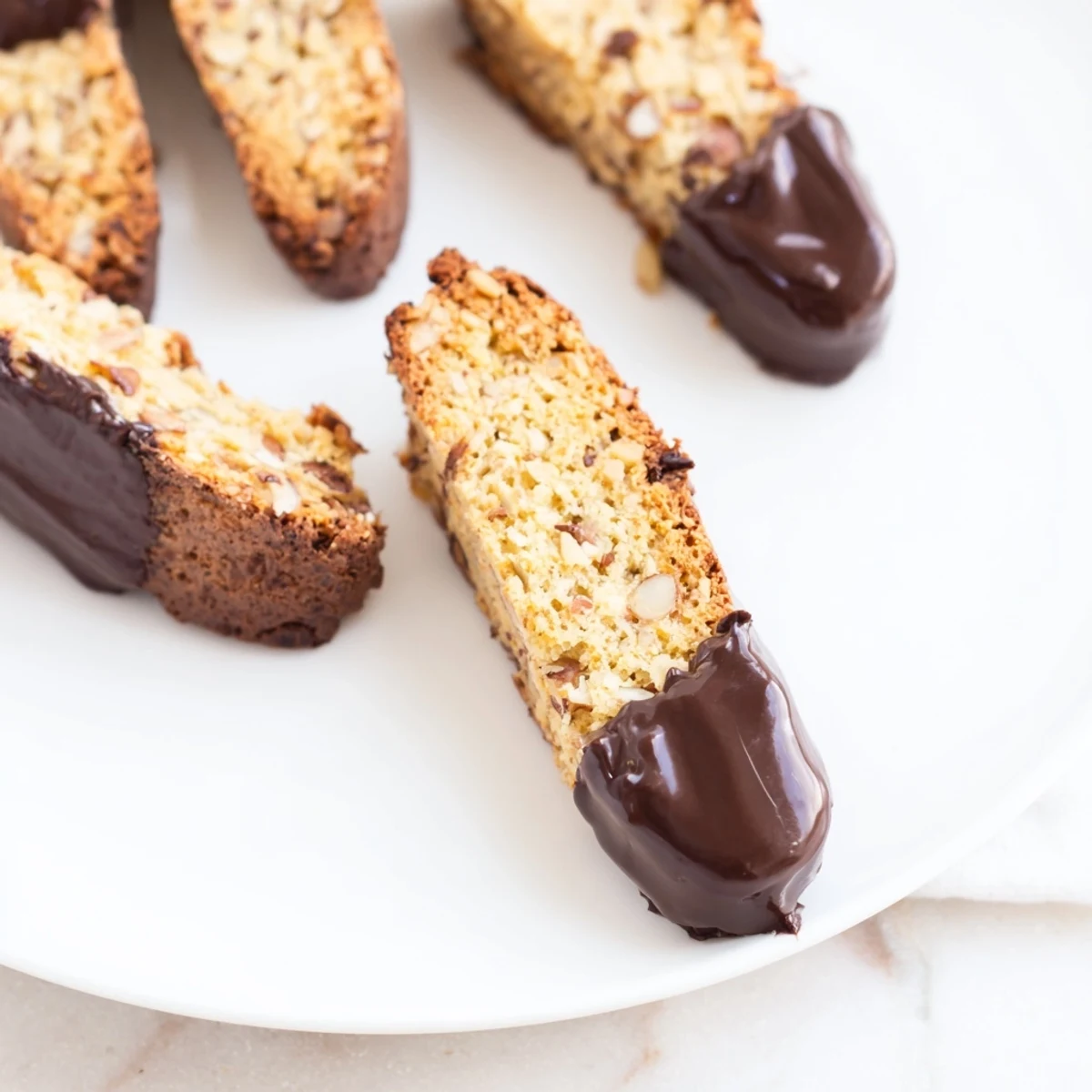 Imagine the perfectly baked chocolate dipped almond biscotti, ready for you to savor each bite.