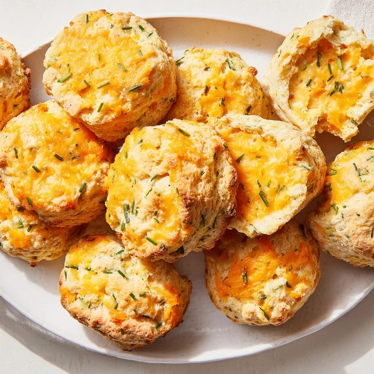 Golden-brown savory cheese scones, freshly baked and ready to serve with a pat of butter.