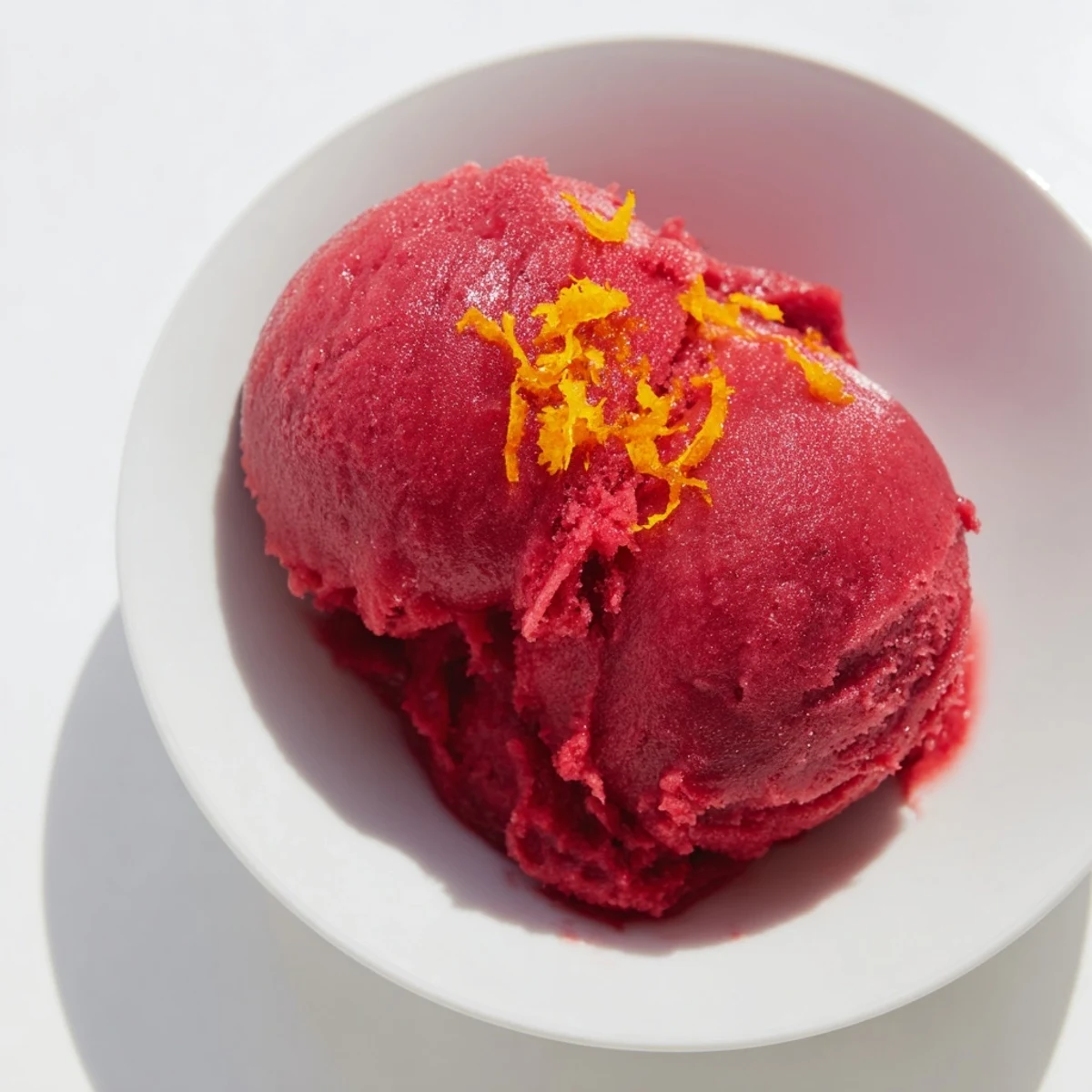Enjoy a refreshing scoop of tangy Cranberry Sorbet, a beautiful dessert finished with a hint of fresh flavor.