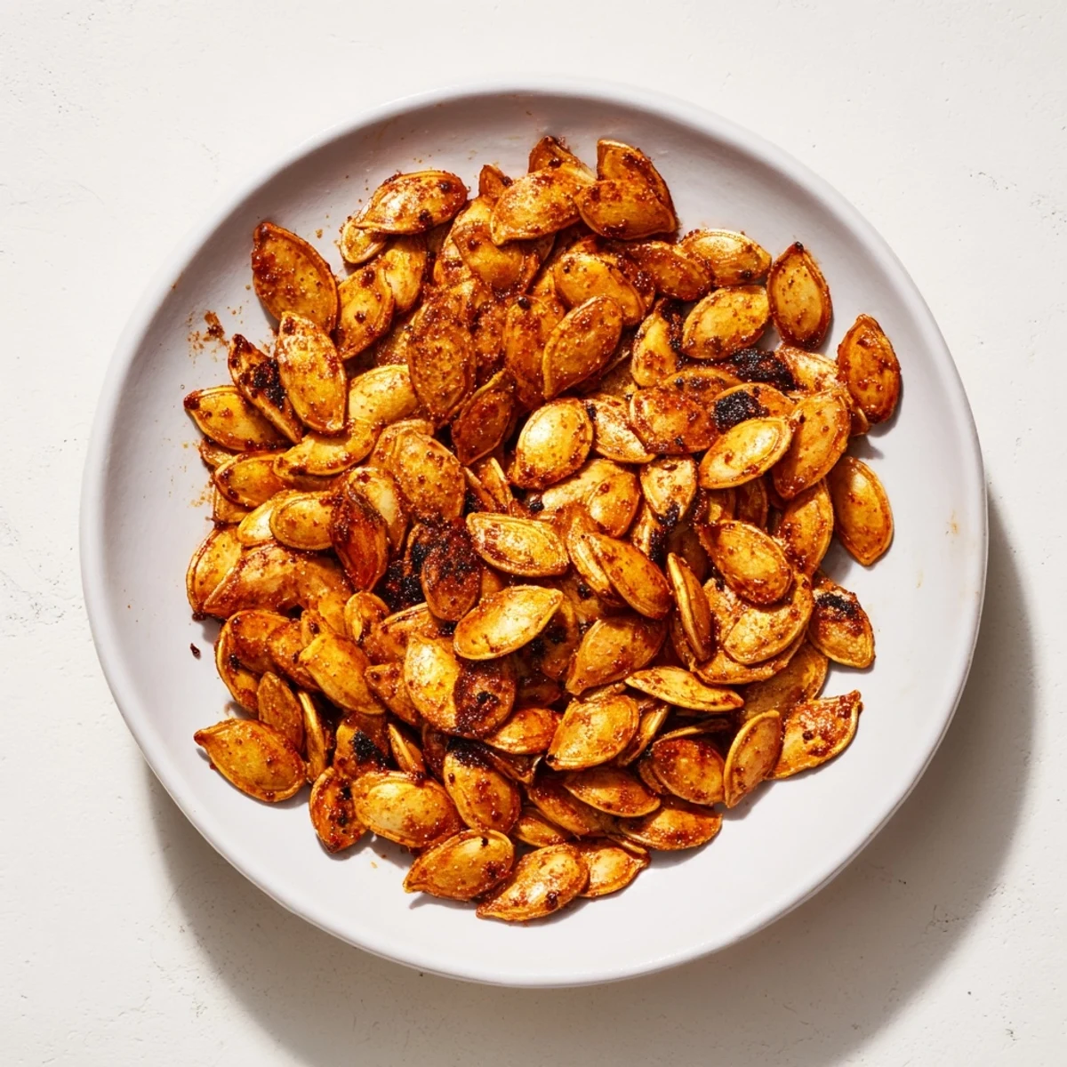 Golden, crispy roasted pumpkin seeds, a perfect healthy snack with hints of paprika.