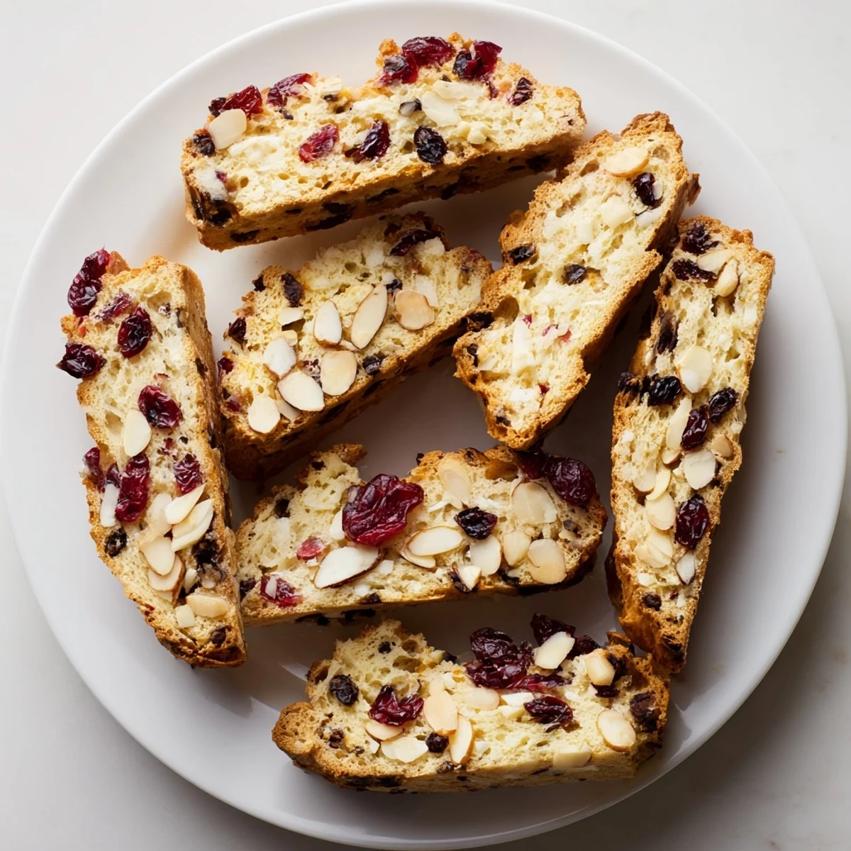 Homemade Cranberry Biscotti arranged on a wire rack, ready to enjoy with a warm cup of tea.