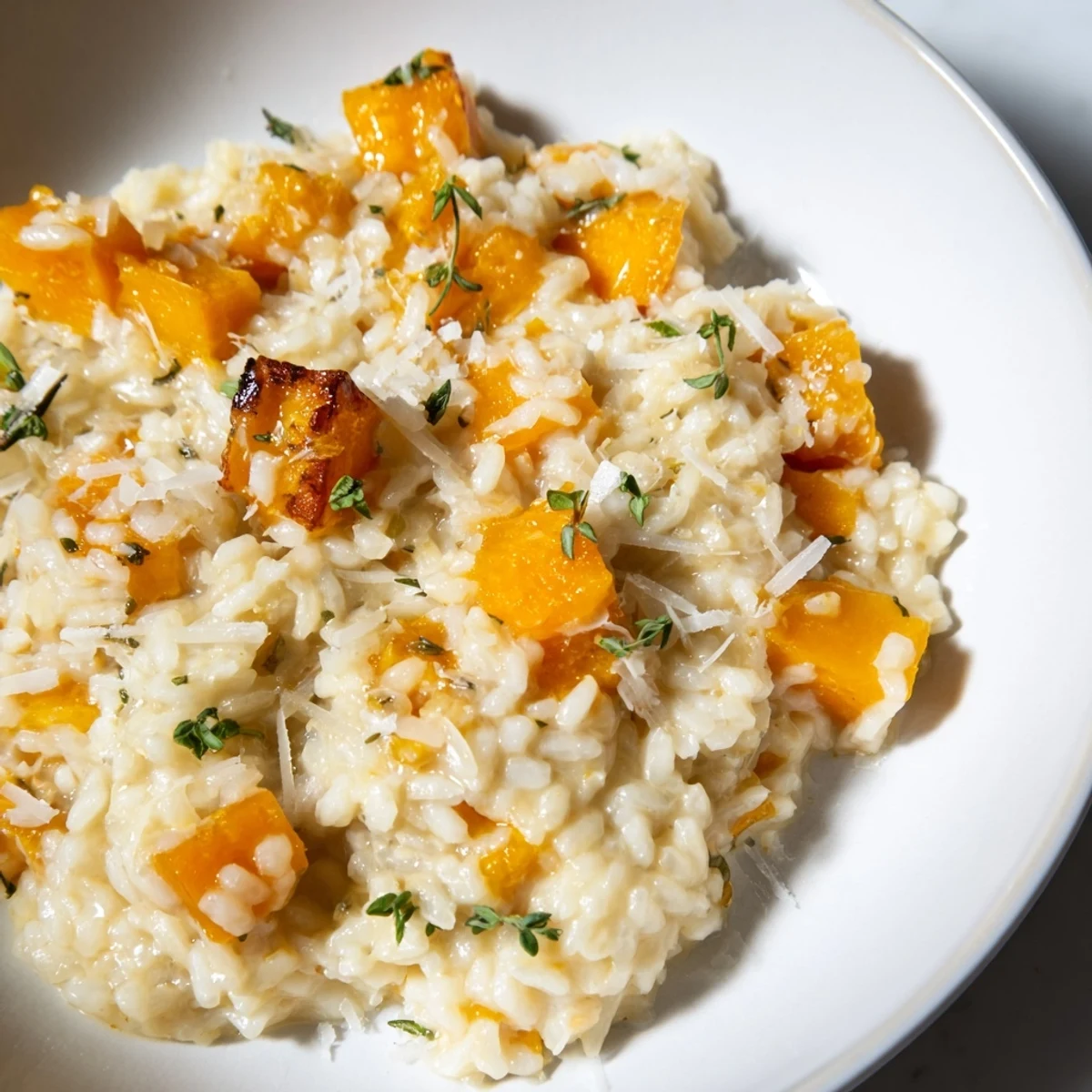 Enjoy a steaming plate of homemade squash risotto, a rich and delicious Italian comfort food.