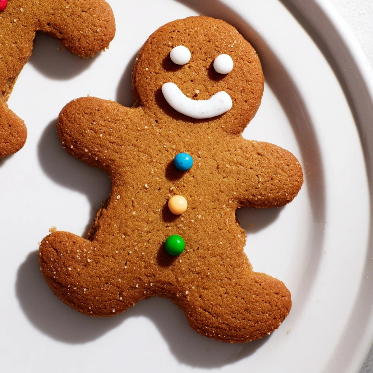 Warmly spiced gingerbread Cookie Man cookies, freshly baked and ready for holiday decorating fun.