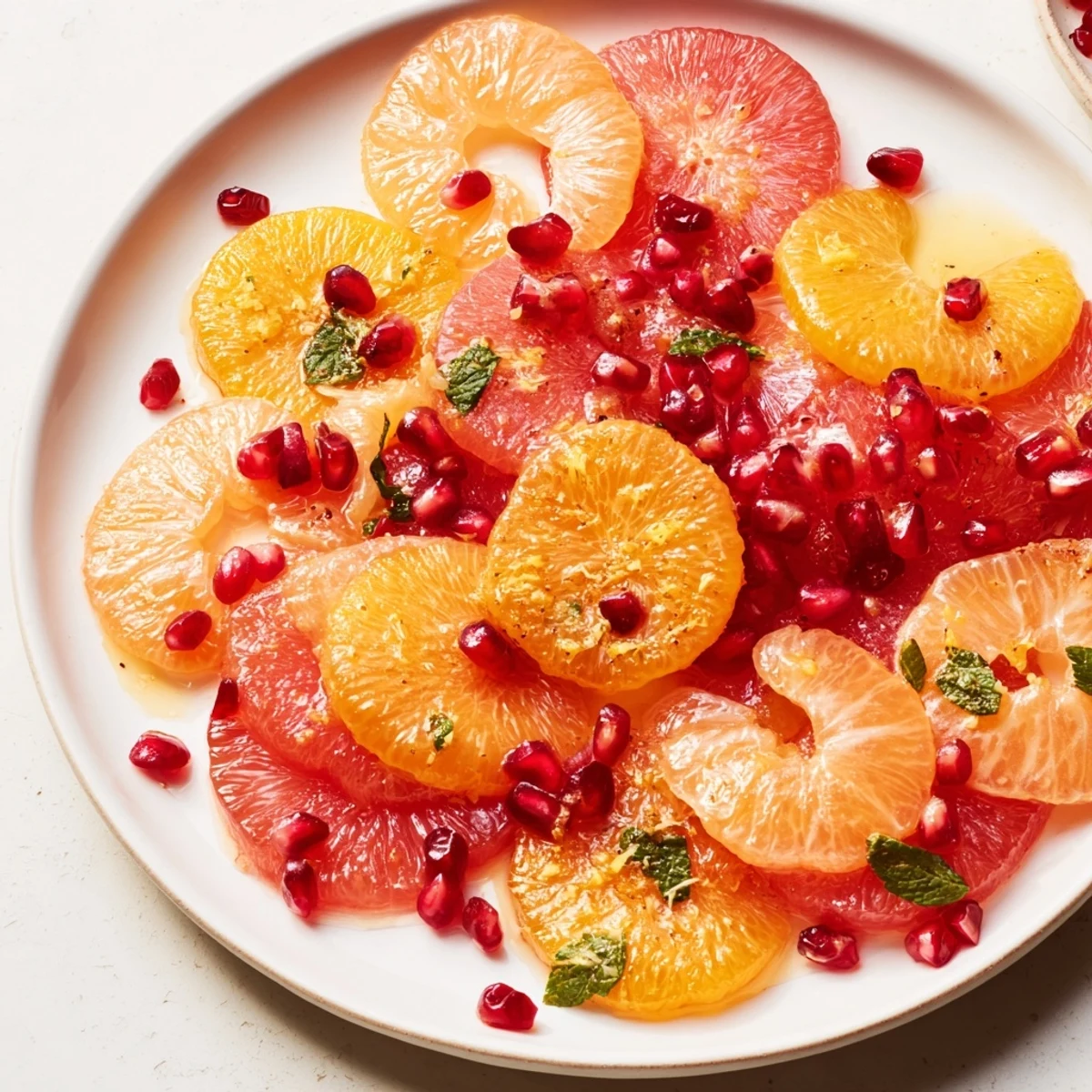 Vibrant Citrus Salad with Pomegranate Seeds, a colorful Mediterranean salad with fresh, juicy citrus pieces.