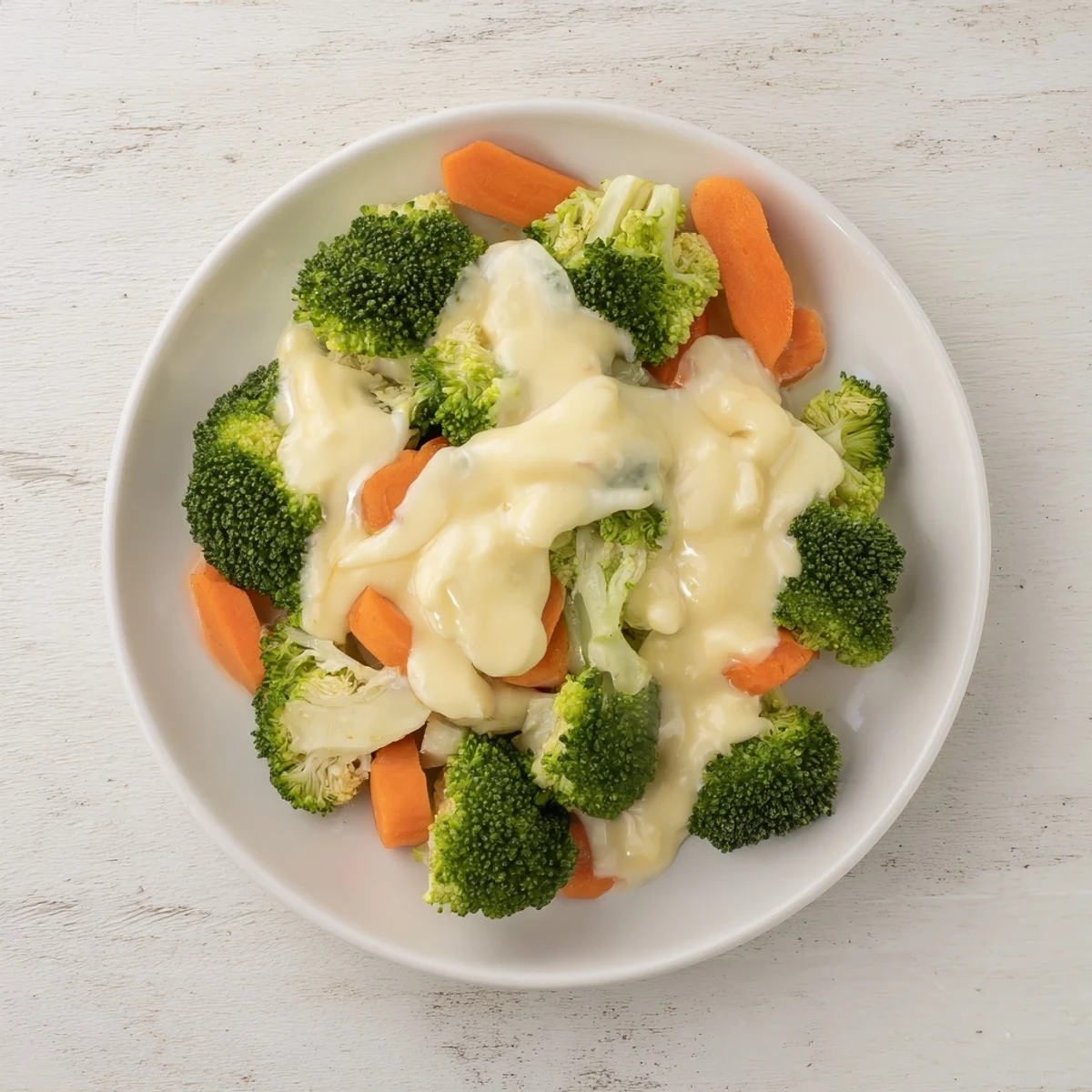 Rich, creamy cheese sauce, bubbling gently and ready for your favorite delicious toppings.