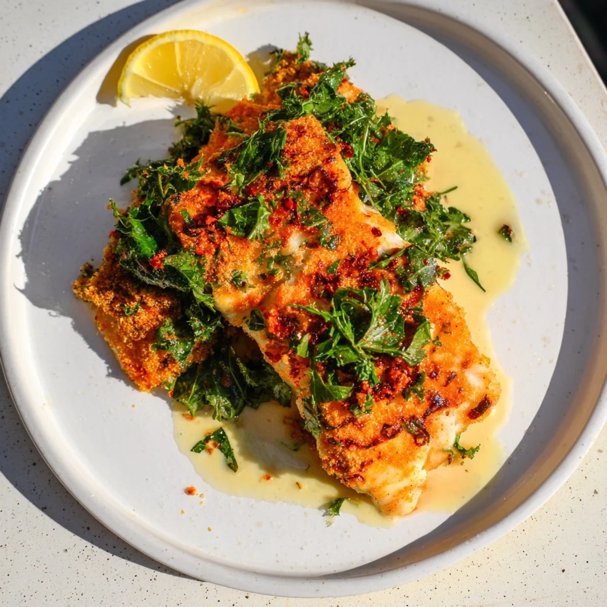 Golden-baked haddock fillets with crispy breadcrumb topping, ready for a delicious, healthy dinner.