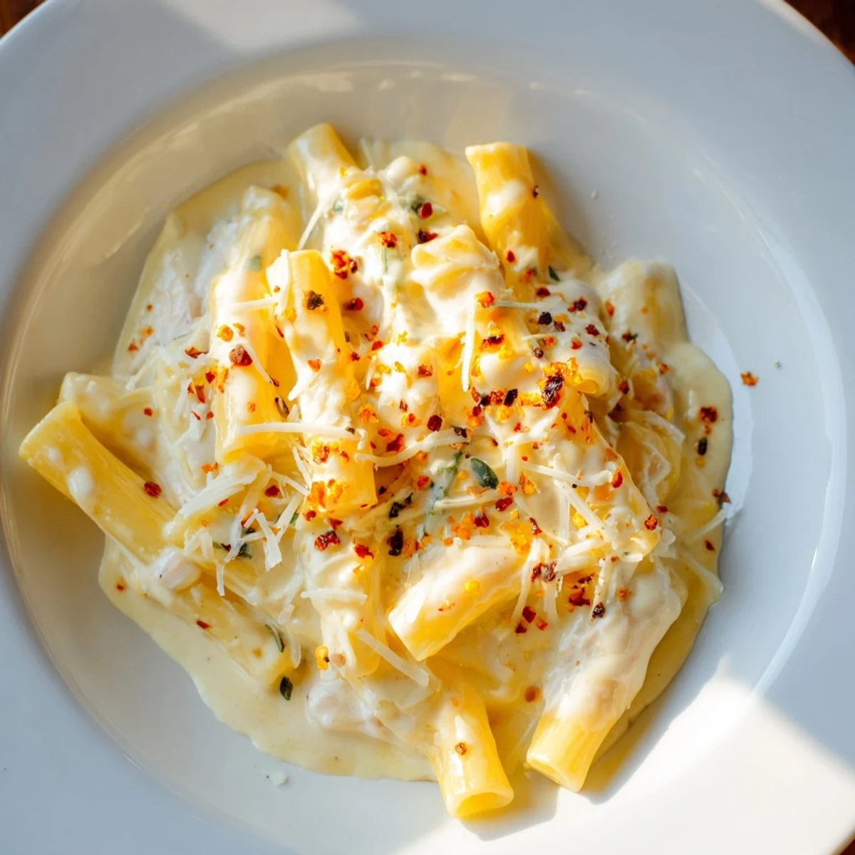 A close-up shot of creamy cheese sauce, perfect for topping pasta dishes.