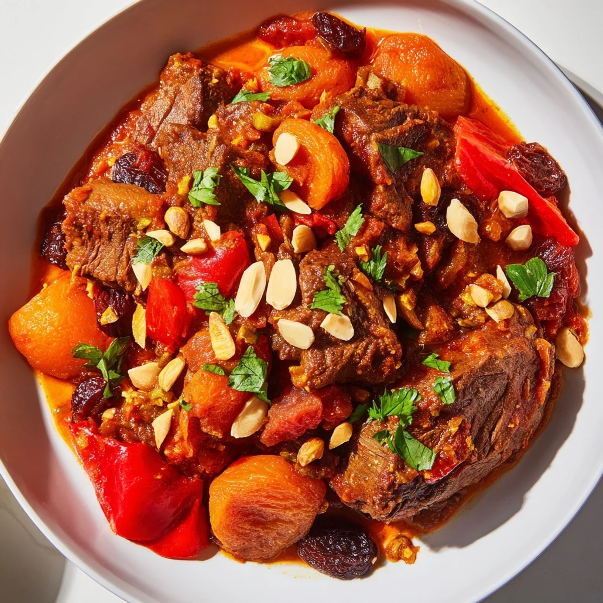 Imagine the warming flavors of Slow Cooker Moroccan Lamb Tagine: succulent lamb in a spiced tomato and fruit sauce.