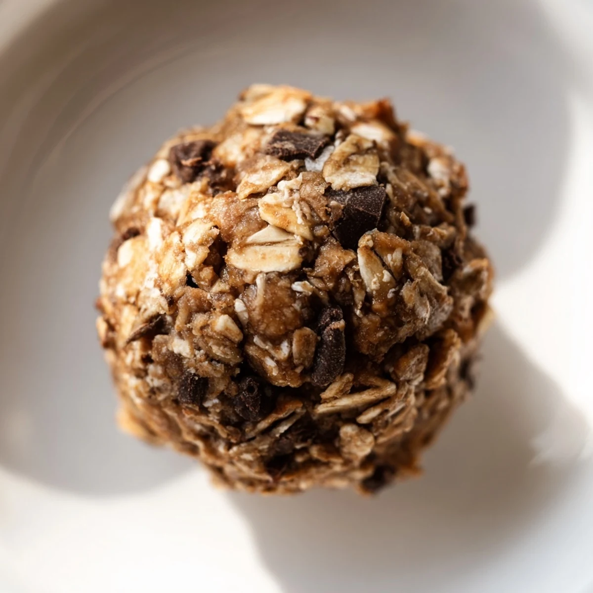 Chocolate Peanut Butter Energy Balls are ready to serve after chilling, showing a rich, fudgy texture and dotted with mini dark chocolate chips.