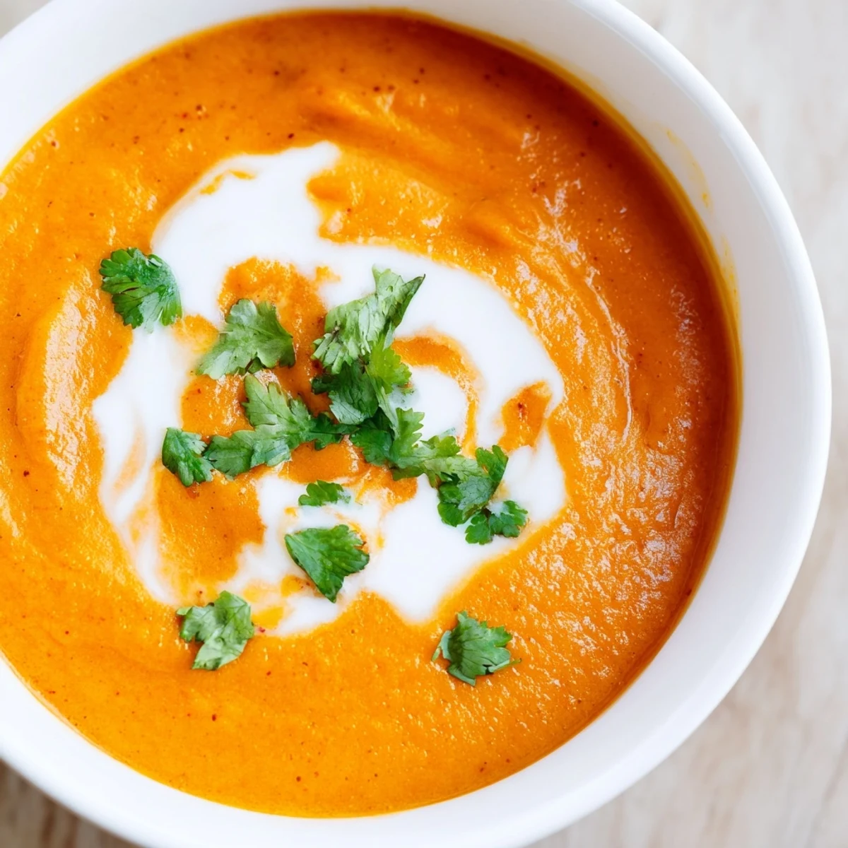 Hearty Roasted Red Pepper and Sweet Potato Soup served with crusty bread, ready for a cozy autumn dinner.