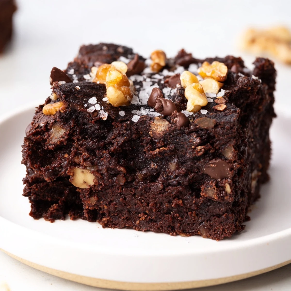 Gluten Free Almond Flour Brownies cut into squares, revealing a rich, fudgy crumb and gooey dark chocolate chips.