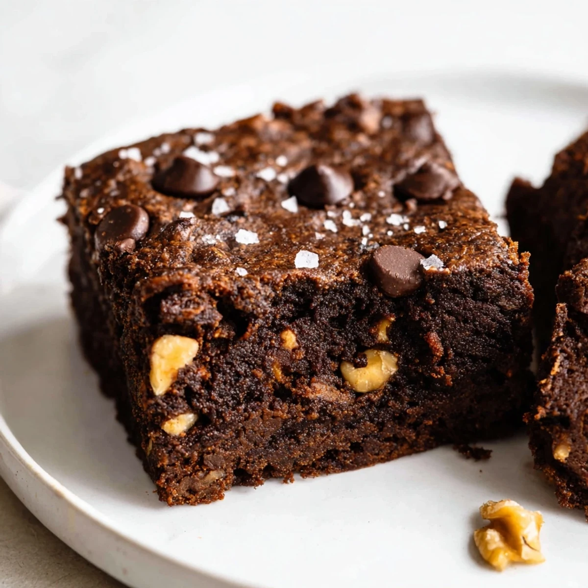 Moist, crackle-topped Gluten Free Almond Flour Brownies served warm with melting vanilla ice cream and a drizzle of chocolate sauce.