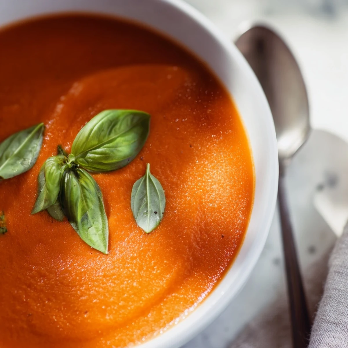 Velvety tomato soup with a rich creaminess, simmered to perfection and ready to pair with crusty bread.  