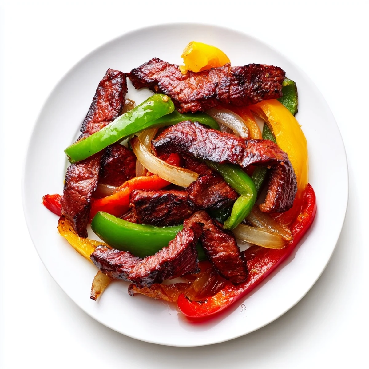 Tender Beef Fajitas with peppers, onions, and tortillas, topped with cilantro and sour cream for a complete Mexican-style meal.