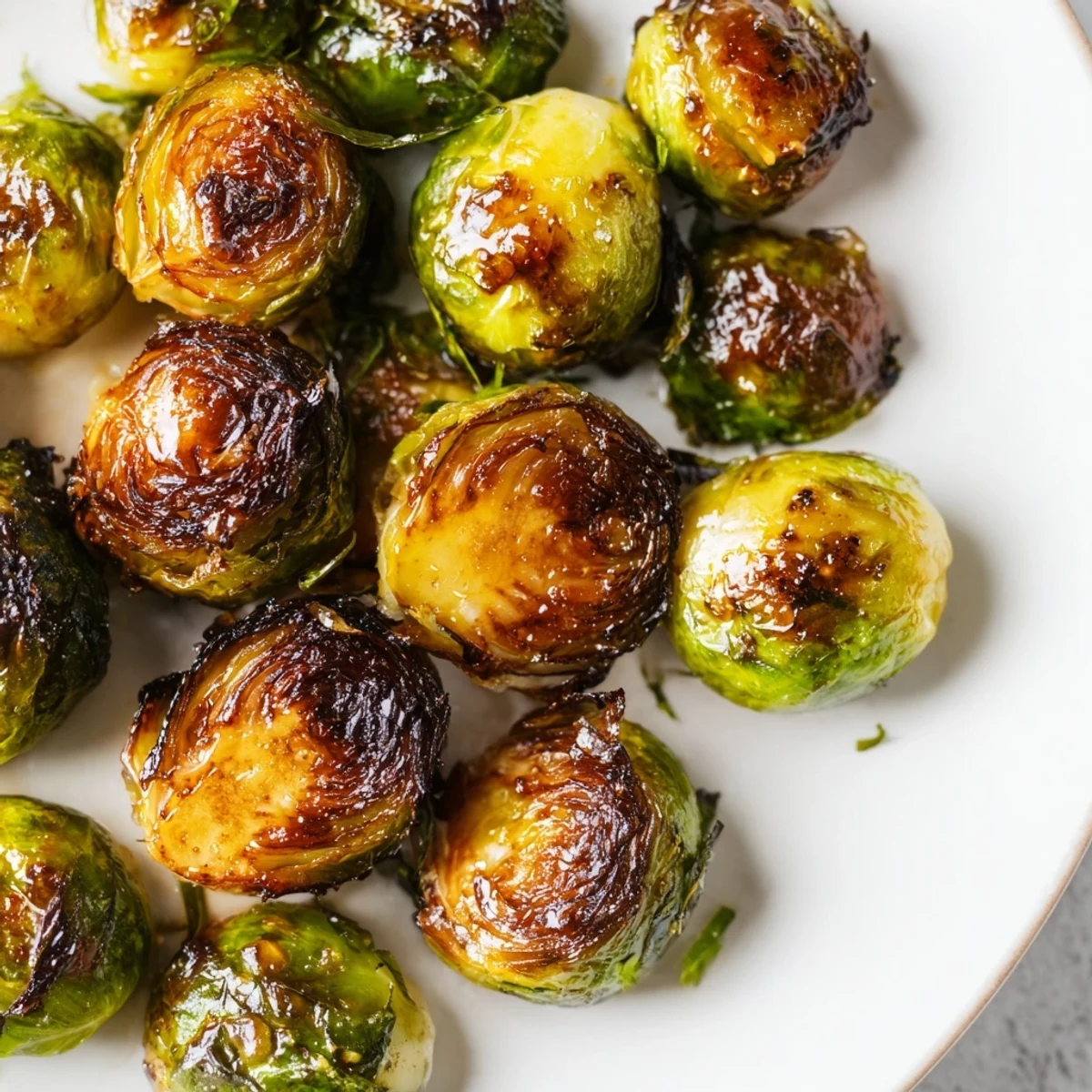 Roasted Brussels sprouts with honey glazed and tossed, served warm as a simple vegetarian side dish.