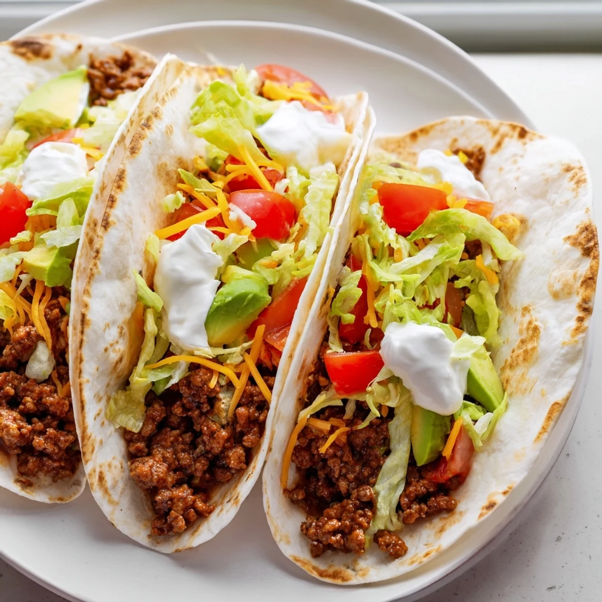 Homemade Beef Tacos with Soft Tortillas served with fresh cilantro, lime wedges, and all the classic toppings for a flavorful meal.
