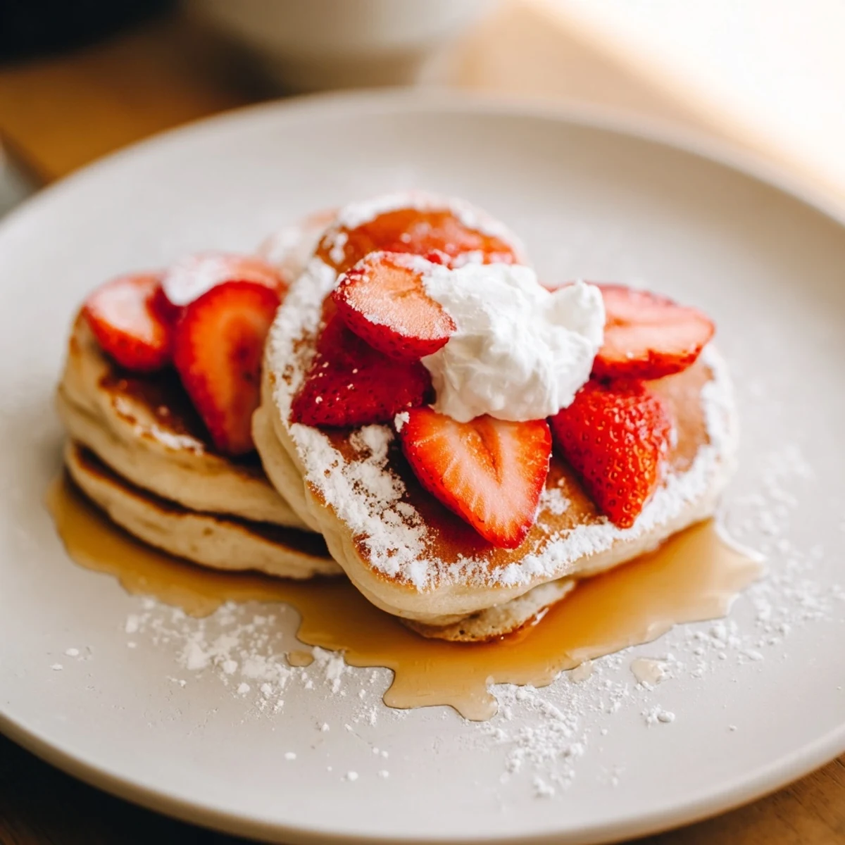 Valentine Heart Pancakes Strawberries