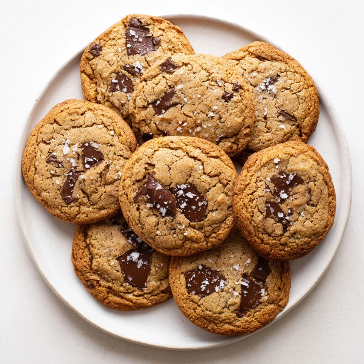 Close-up of Miso Chocolate Chip Cookies with visible chocolate chunks, paired with a cold glass of milk in the background.