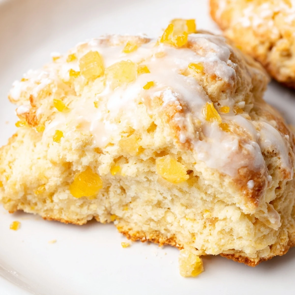Golden brown Candied Ginger Orange Scones sit on a wire rack, ready for an afternoon tea spread with clotted cream.