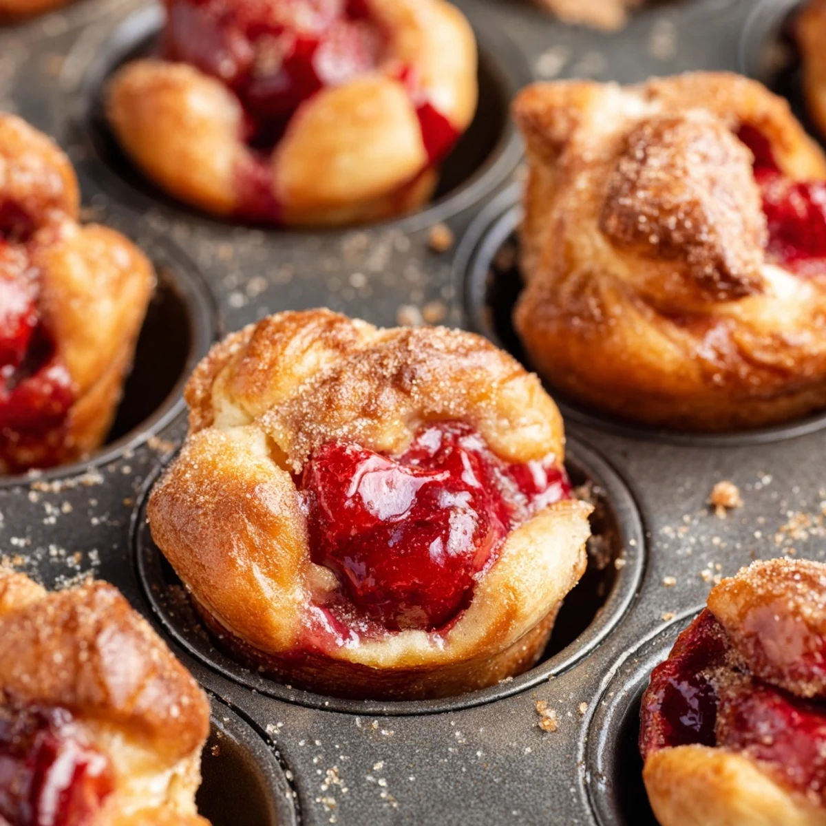Served on a white plate, Quick Cherry Pie Bites with a side of whipped cream.