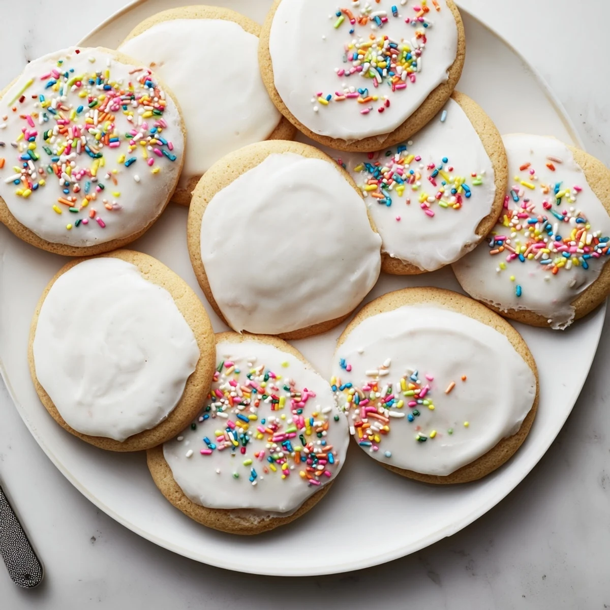 Bowl of easy-to-make Sugar Cookie Icing and a piping bag for decorating American-style sugar cookies.
