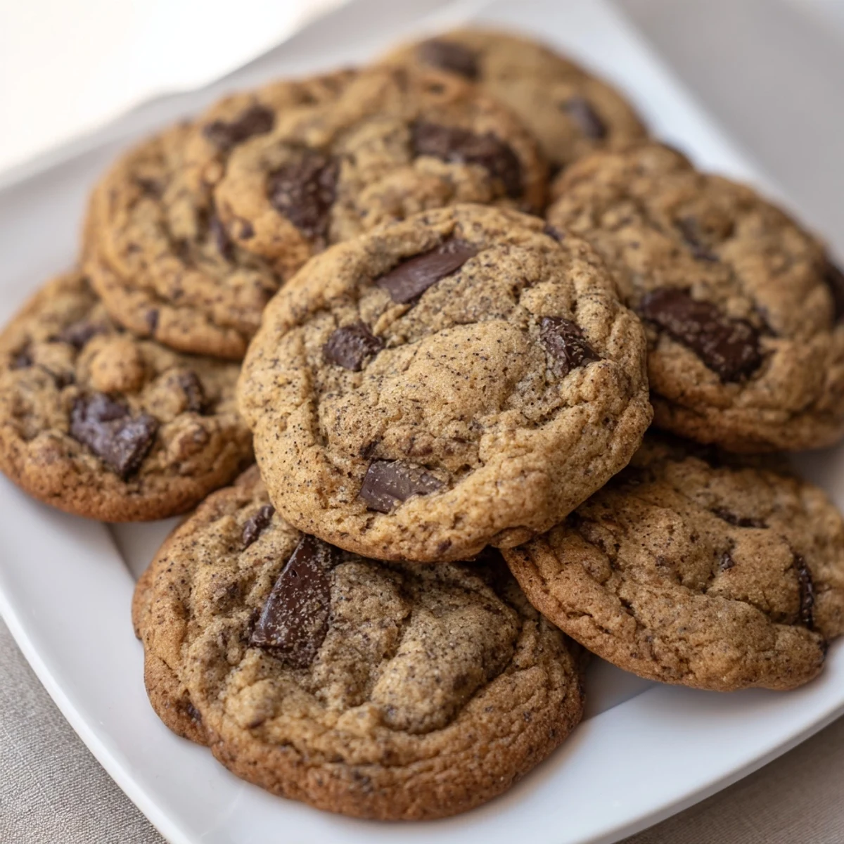 Freshly baked Chai Spiced Chocolate Chip Cookies cool on a wire rack, showing soft centers and slightly crisp edges perfect for easy home baking.