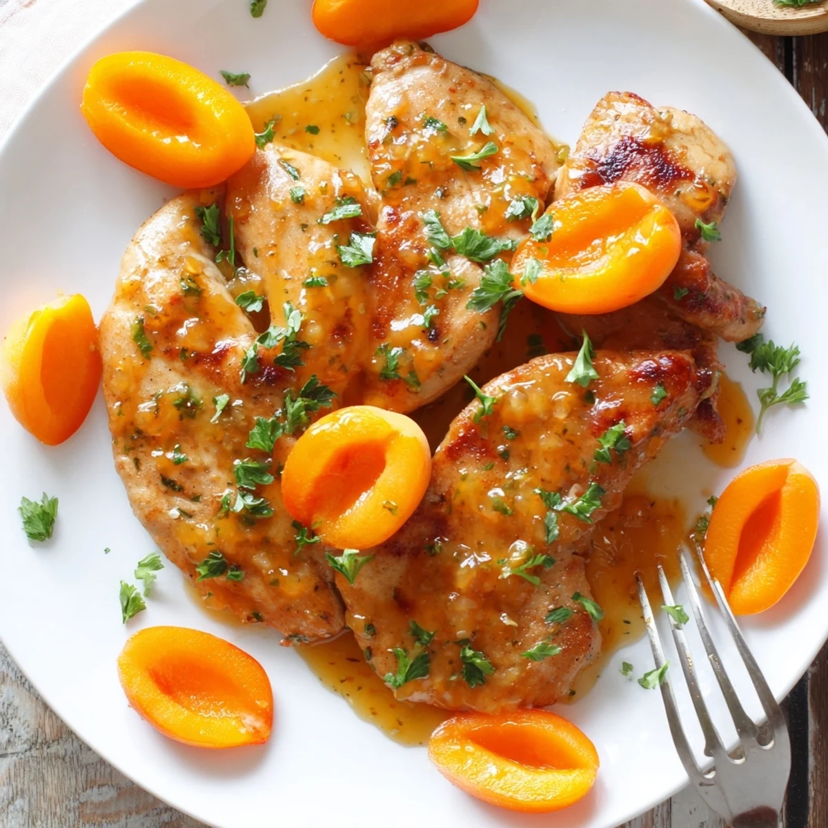 A rustic skillet of Classic Apricot Chicken with tender chicken simmered in a vibrant, tangy glaze.