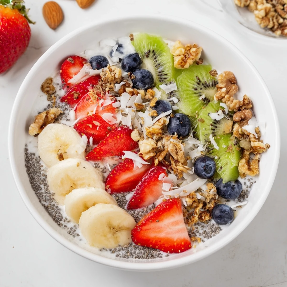 A vibrant Healthy Breakfast Bowl with creamy Greek yogurt, fresh berries, and crunchy granola topped with honey.
