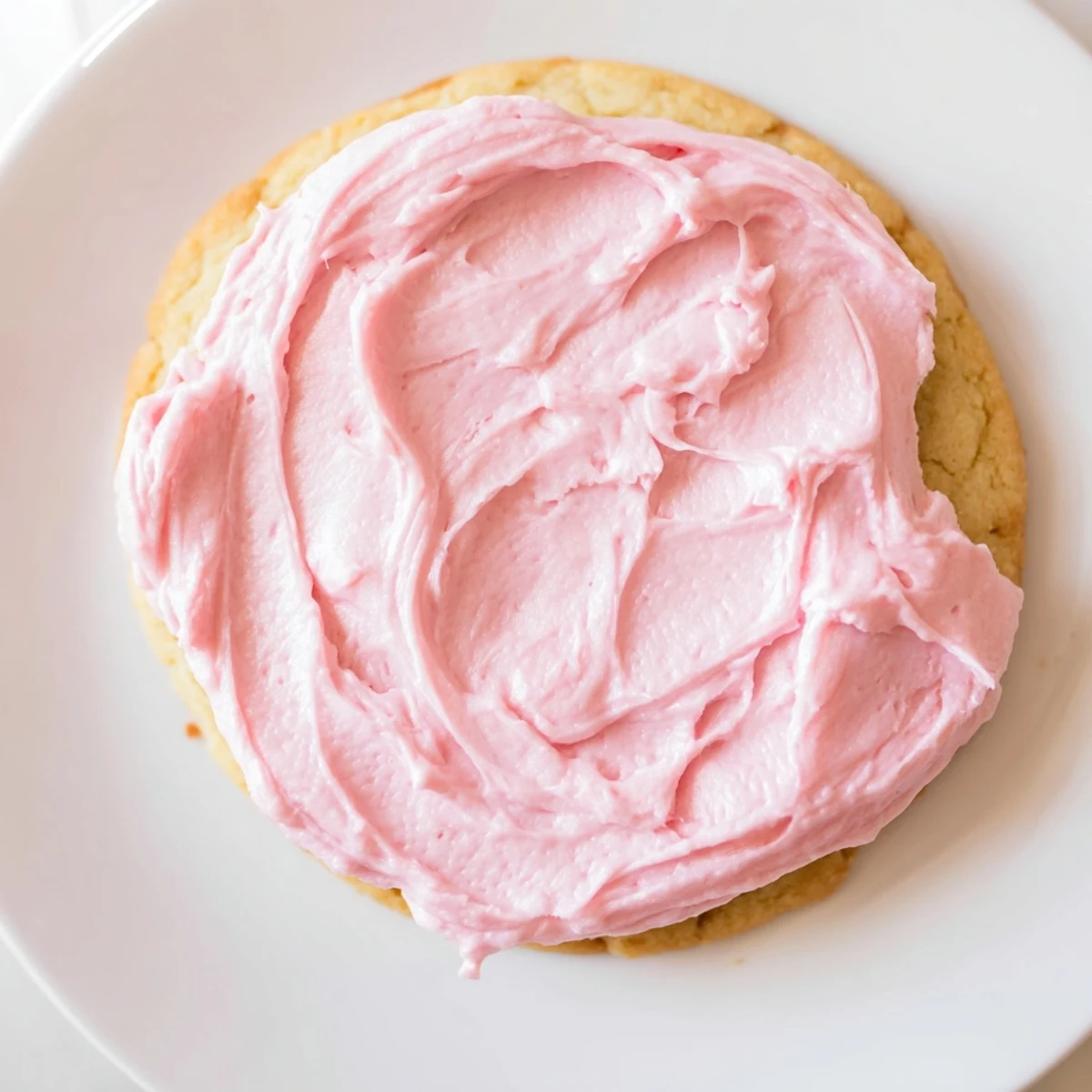 Freshly baked Crumbl Sugar Cookies with thick soft centers and creamy pink almond frosting