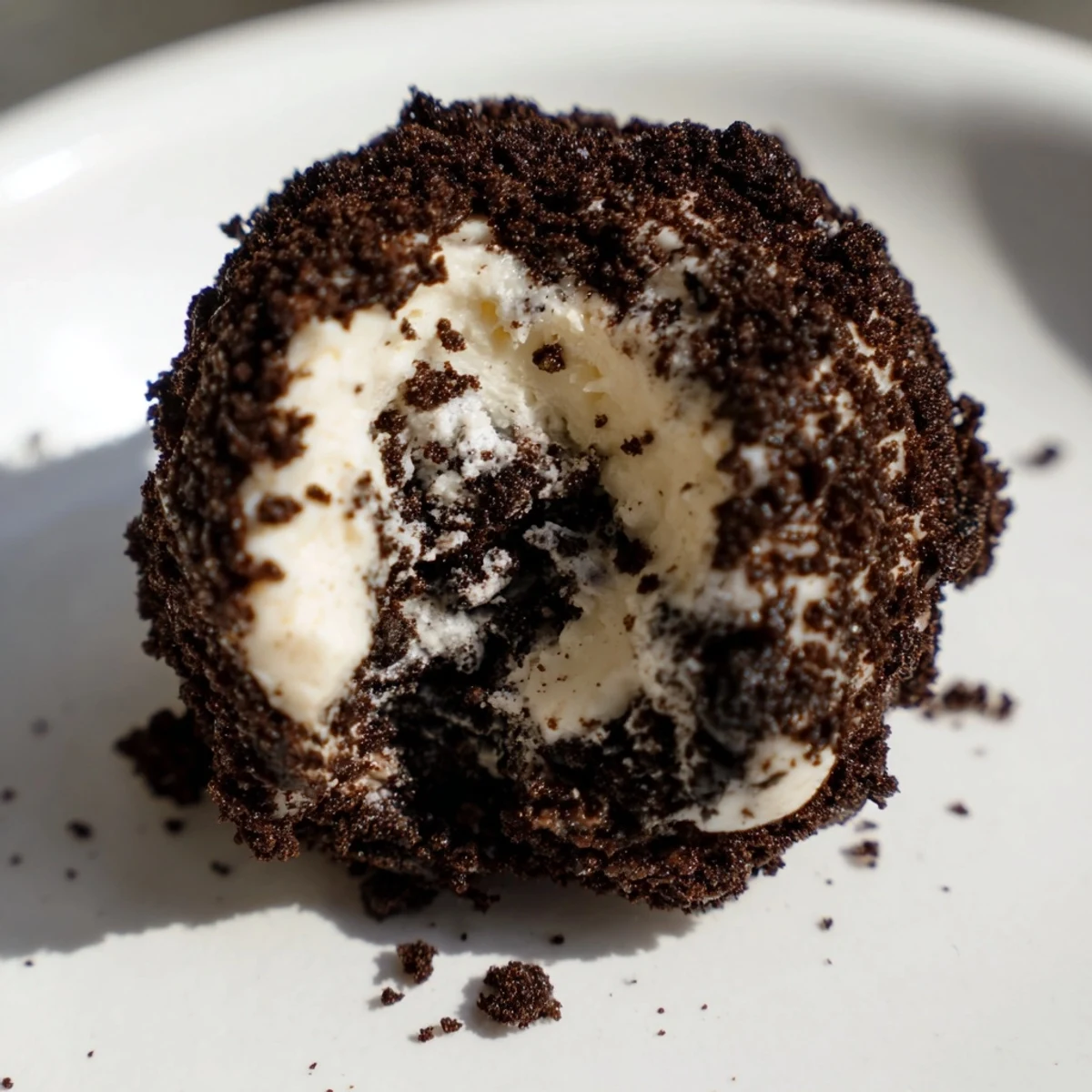 A tempting tray of Cream Cheese Oreo Protein Balls drizzled with chocolate, served chilled for dessert.