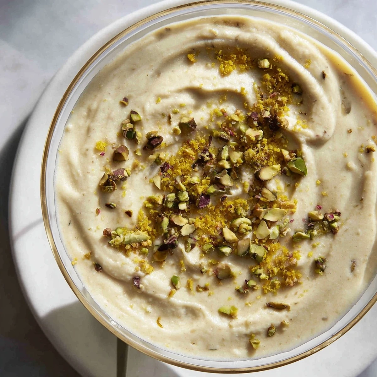 Airy Lebanese Date Orange Blossom Mousse with a citrus aroma, served in elegant glasses for a light dessert.