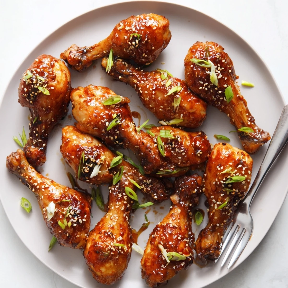 Juicy chicken drumsticks slow-cooked in Asian glaze served over steamed white rice