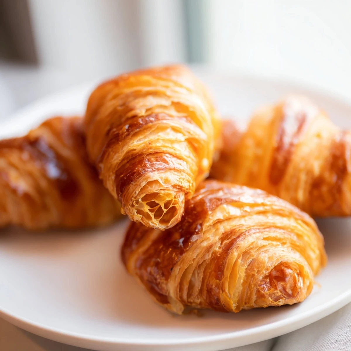 Buttery homemade croissants fresh from the air fryer with perfect crescent shapes