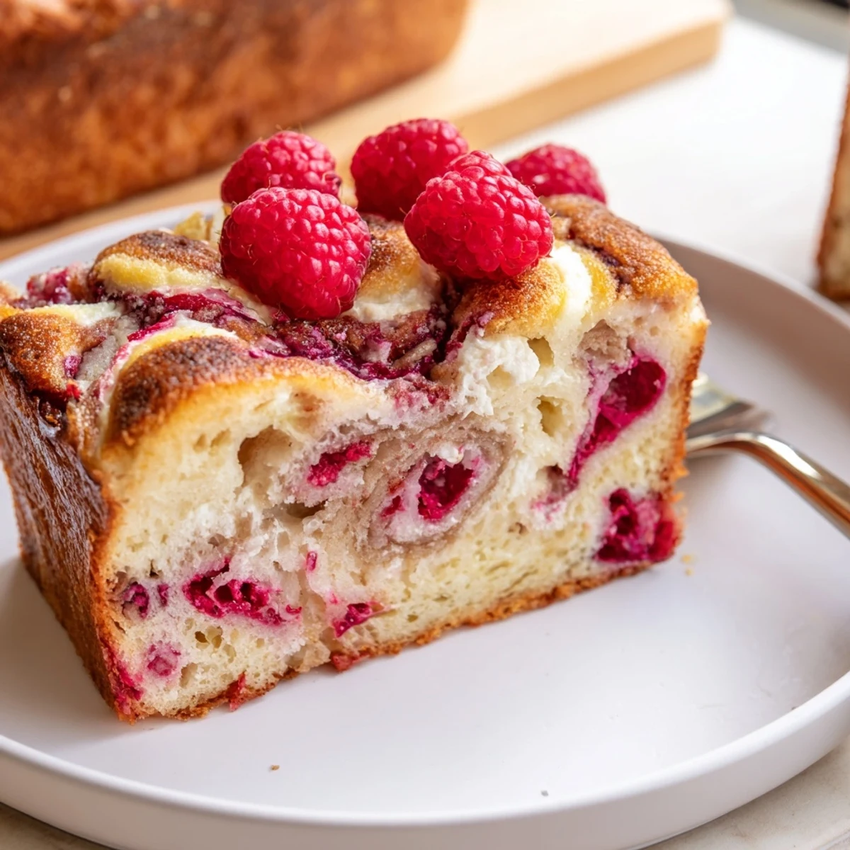 Sweet and tangy raspberry cheesecake sourdough focaccia drizzled with olive oil and baked until golden