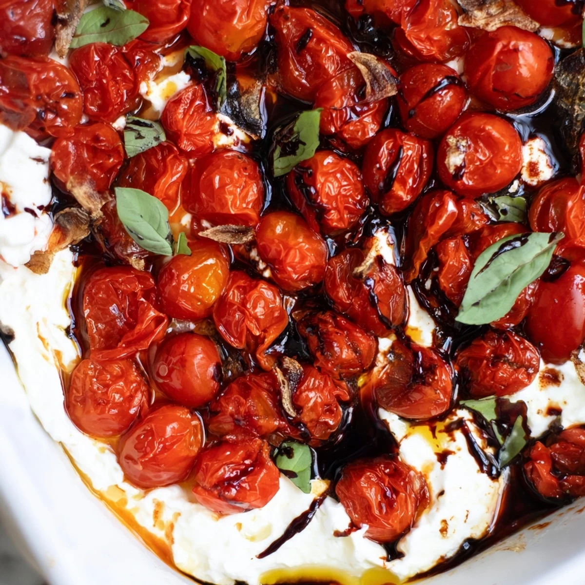 Creamy roasted tomato burrata dip served crusty bread for easy entertaining and sharing