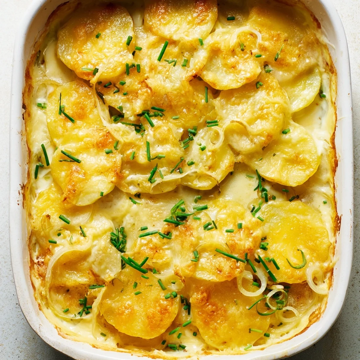 Tender sliced potatoes layered with melted Gruyère baked until perfectly golden and bubbly