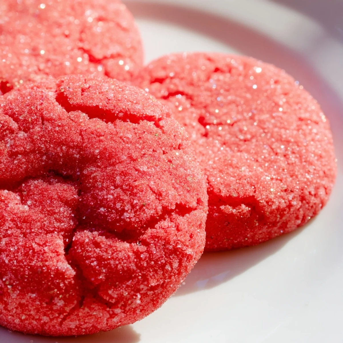 Colorful Jello sugar cookies with crisp sugary edges arranged on a white serving platter