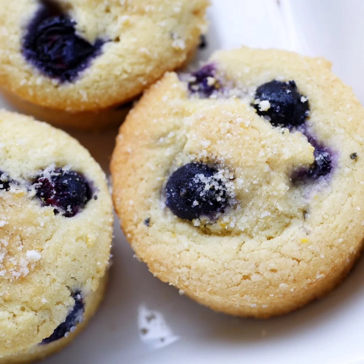 Fresh blueberry muffin cookies with tender cake-like texture and vanilla scent arranged on parchment paper