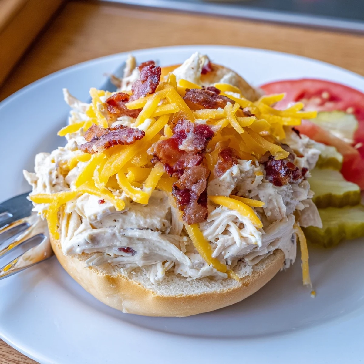 Crack Chicken Sandwiches piled on brioche buns, melty cheese and crispy bacon.