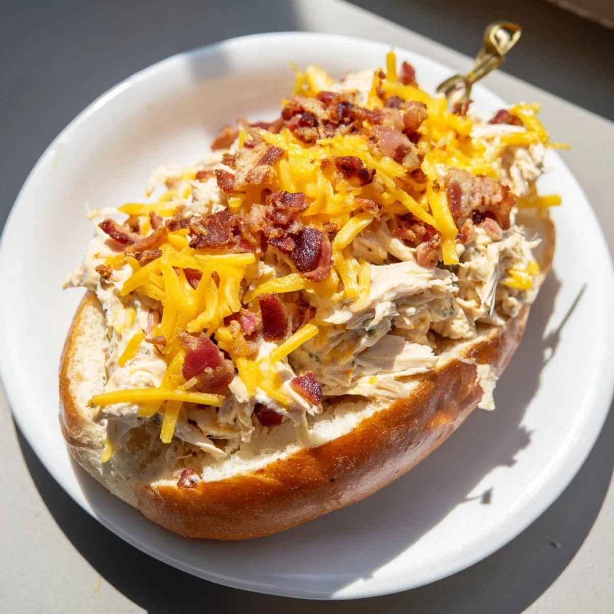 Toasted Crack Chicken Sandwiches with tangy ranch, shredded chicken, and pickles.