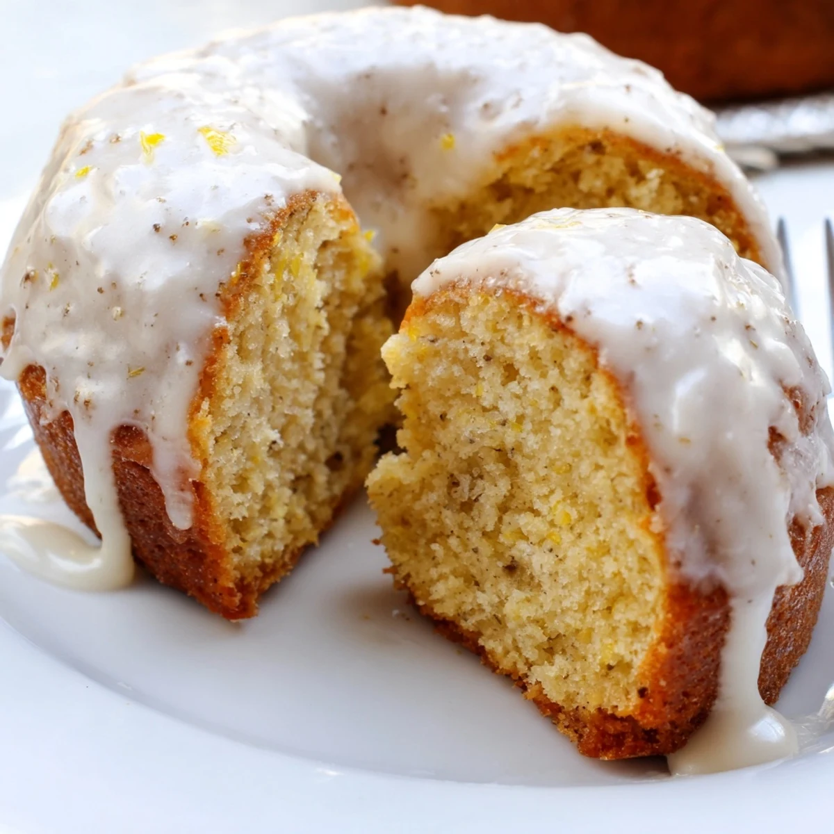 Plate of glazed Banana Donuts beside a steaming cup of coffee