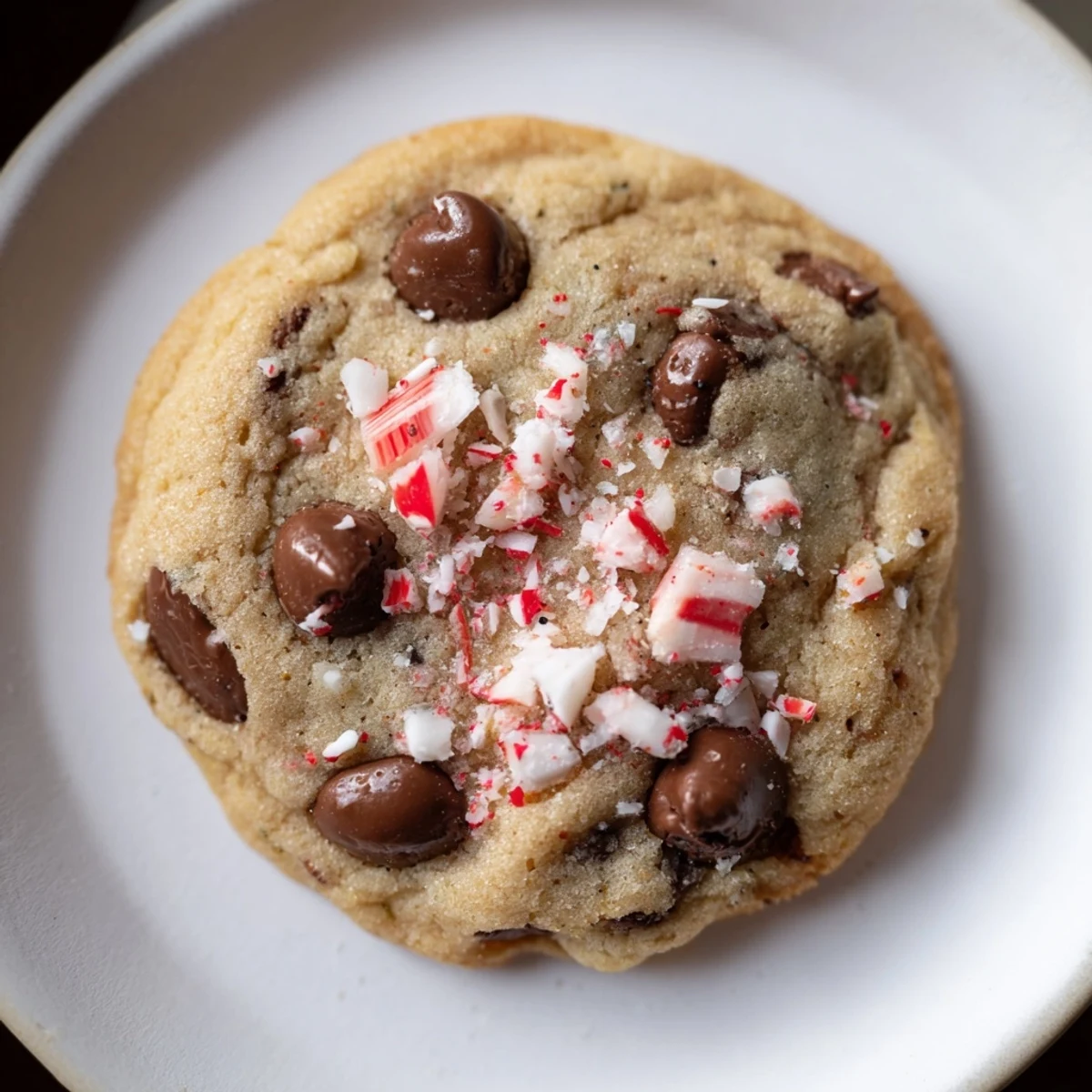 Stack of Peppermint Chocolate Chip Cookies on plate, cool mint aroma, holiday ready