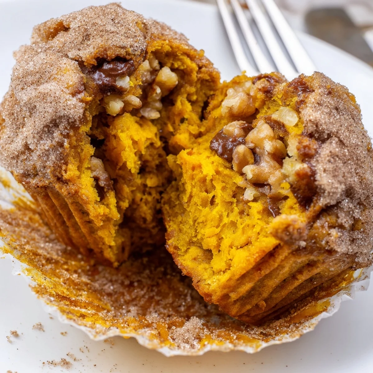 Golden topped Pumpkin Banana Muffins Recipe drizzled with maple, served beside coffee