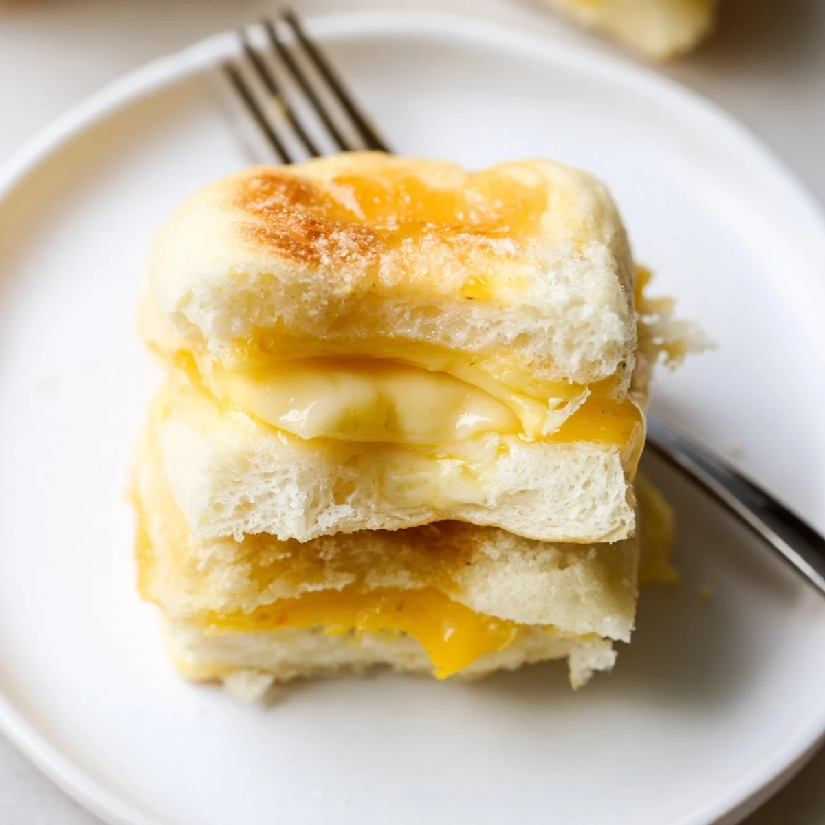 Oven baked Mini Grilled Cheese Hawaiian Rolls oozing melted cheese, served with soup