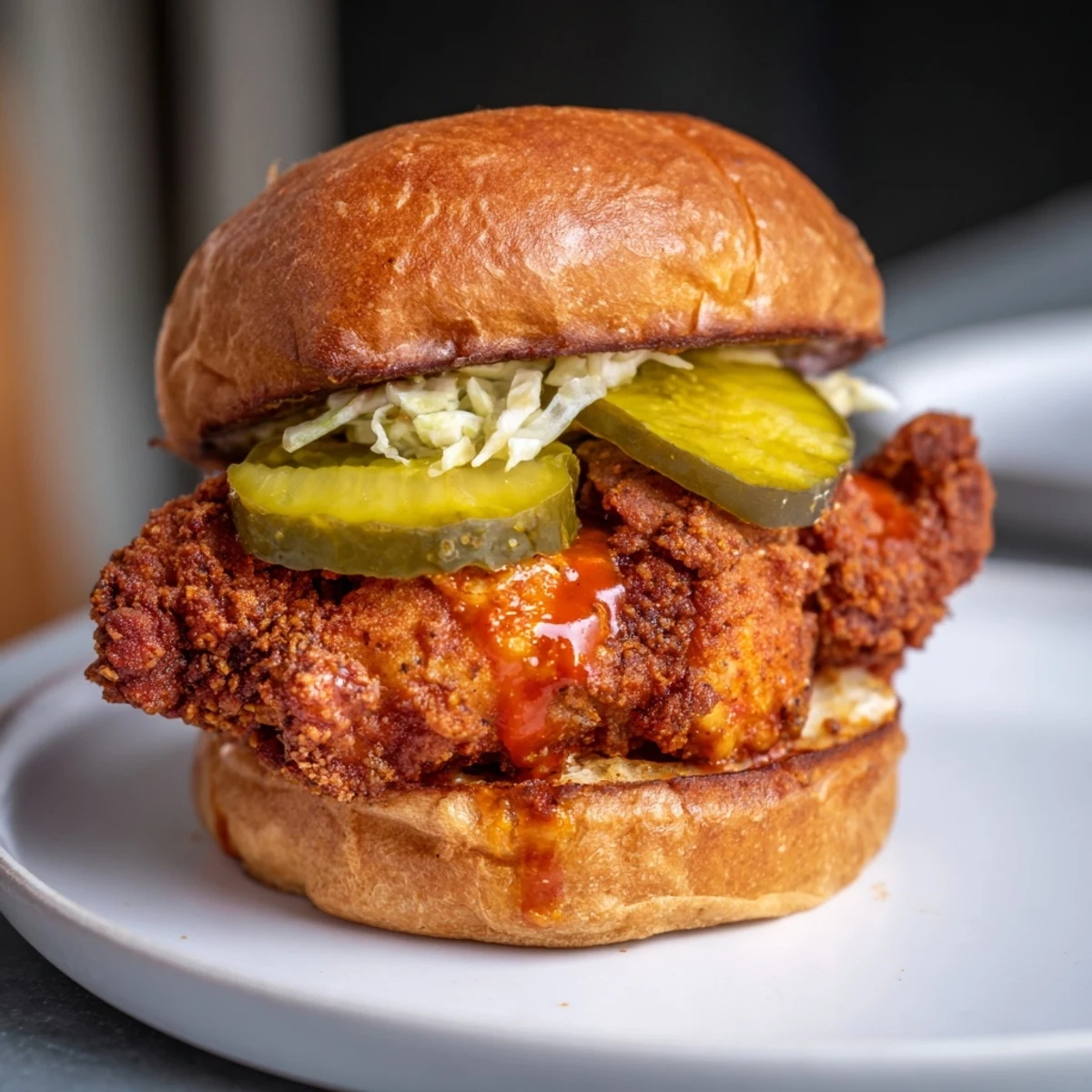 Smoky, crunchy bites from Spicy Nashville Hot Chicken Sandwiches Recipe served with iced tea