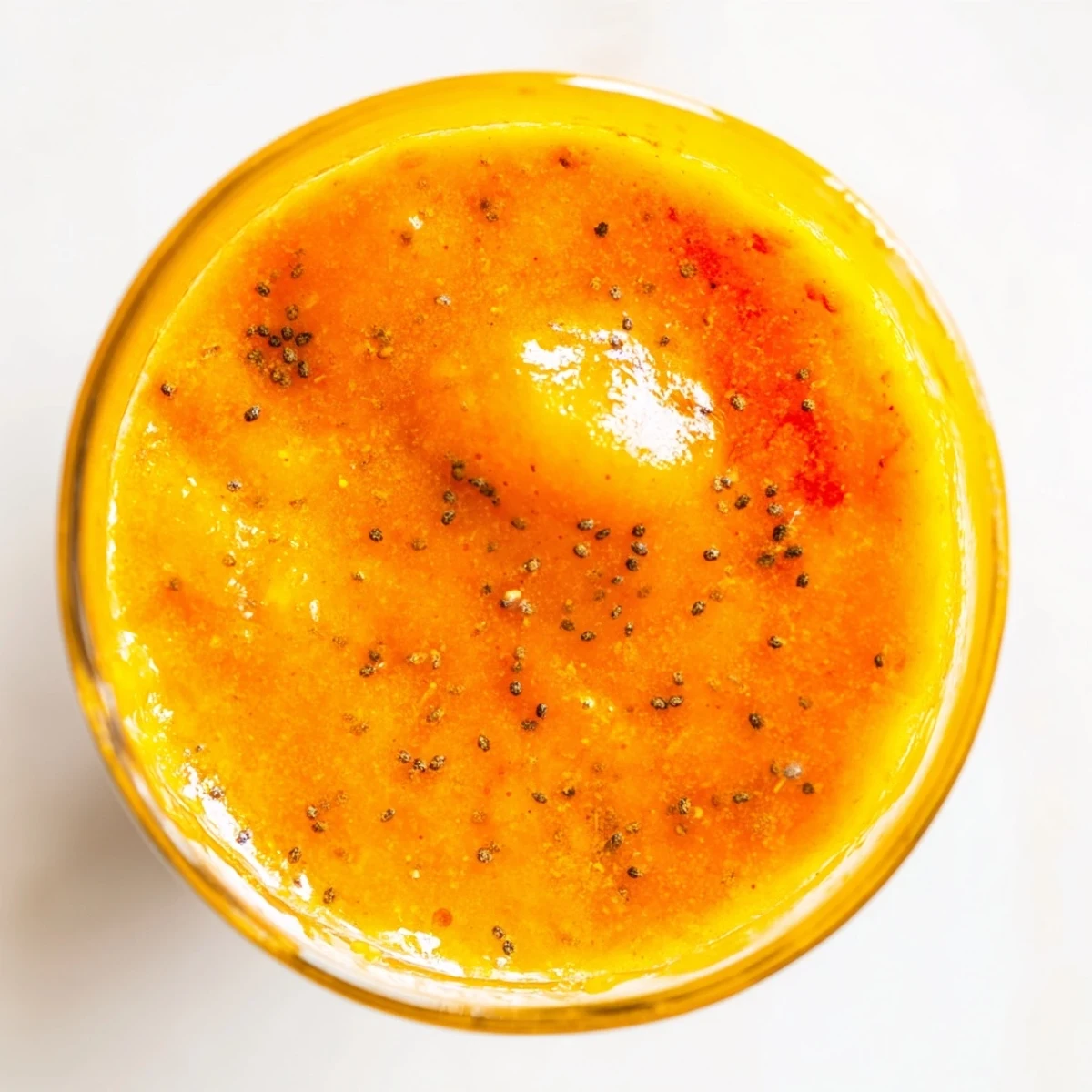 Vibrant yellow pineapple mango smoothie blended until creamy and smooth, served chilled